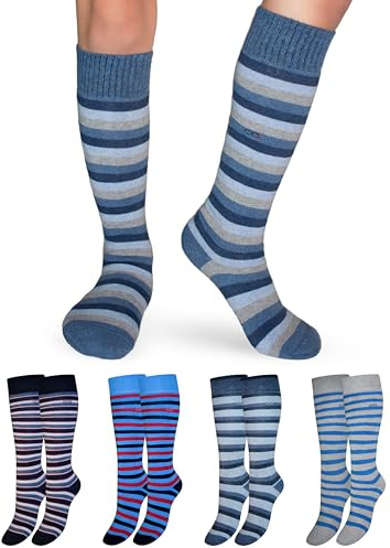 OCERA Kinder Thermo Kniestrümpfe, 4 Paar Winterstrümpfe für Mädchen und Jungen, mit Innenfrottee und Atmungsaktiver Baumwolole, für Skifahren, Snowboarden und Wandern