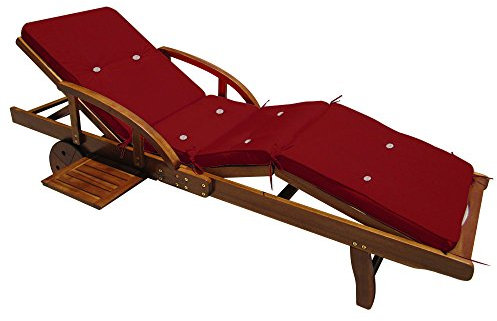 Detex® Cojin Tumbona Jardín Almohada Exterior Acolchado 5cm Colchoneta 195x55x5cm Terraza Patio Rojo