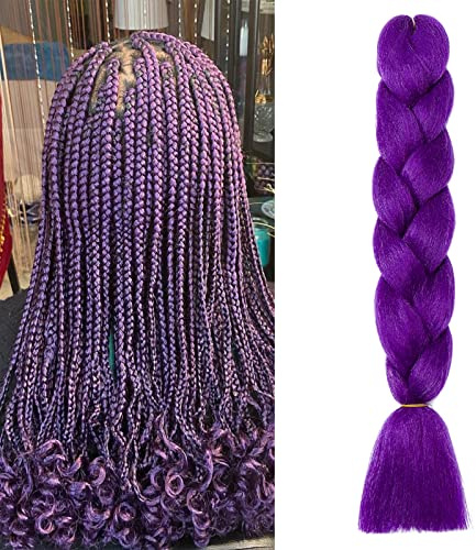 Gairyan Meches Tresse Cheveux 1 Paquet 24 Meches pour Tresses Africaine Rajout Cheveux Tresses Extension Dreadlocks Ombre Synthétiques Tresse Crochet Twist Tressage Cheveux (Violet Foncé)