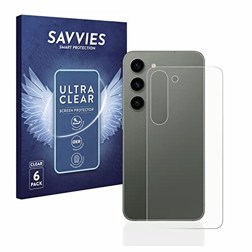Savvies Schutzfolie für Samsung Galaxy S23 | (Rückseite) 6 Stück Transparenter Displayschutz Made in Germany Ultra-Klar Displayschutz-Folie