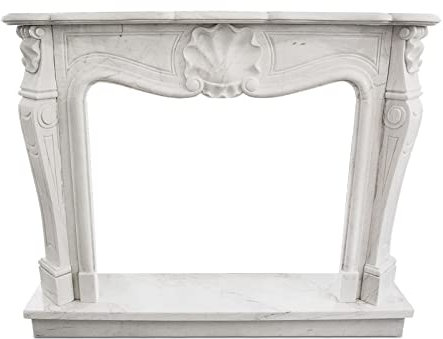 Dekorierter Kamin im Stil Ludwig XVI. Weißer Marmor von Carrara Italian Marble Fireplace Frame L.150 cm
