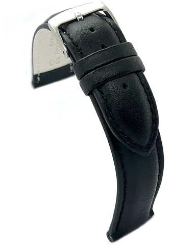 Diloy Bracelet montre cuir lisse cousu bombé 302 | Bracelet cuir bovin homme ou femme, style classique élégant, 4 mm, doublure hypoallergénique, changement rapide ou outils