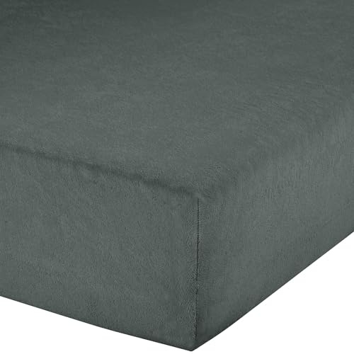 Erwin Müller Spannbettlaken Frottee-Stretch, Spannbetttuch Füssen - pflegeleicht, formstabil, mit Rundumgummi, sehr Gute Passform - anthrazit Größe 140x220 cm - 160x220 cm