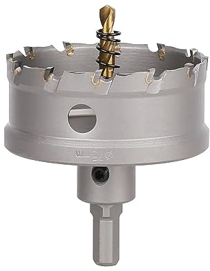 Vearter 75mm Coronas para Metal, Broca de Carburo Sierra Perforadora TCT Cortador para Metal Duro, Acero Inoxidable, Acero Dulce, Aleación de Aluminio, Cobre, Hierro, Plástico, Fibra de Vidrio