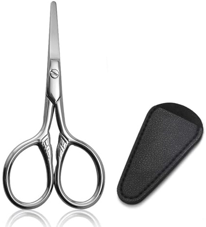 Beard Scissors for Moustache Nose Hair Eyebrow, Small Travel Size Trimmer