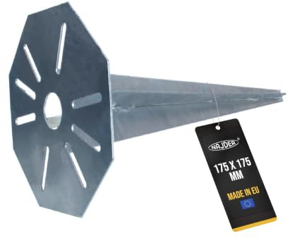 NAJDER Pfostenträger 175x175 mm - Einschlaghülse Achteckige - Erdanker - Einschlagbodenhülse - Einschlaghülse - Bodenanker - Feuerverzinkung - Für die Befestigung von Gartenlampen, Pfählen