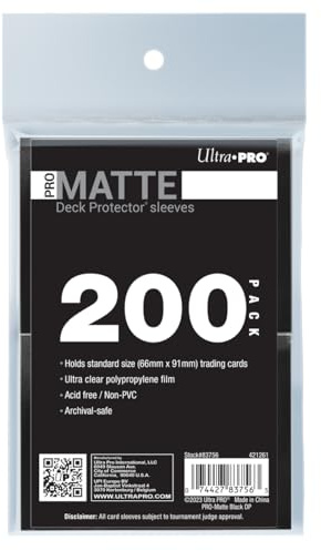 Ultra PRO – 200ct svart PRO-Matt standardkortfodral kortskydd, skydda och förvara samlarkort, sportkort, MTG, D&D-kort, anpassad för kort i standardstorlek, hög klarhet med matt finish