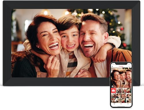 Digital Picture Frame WiFi, 15.6 Inch Frameo Digital Photo Frame, 32GB Memory, 1920*1080 IPS HD Touch Screen, Auto-Rotate, Share Pictures Video Instantly, Gift for Mom, Wedding, Birthday, Anniversary