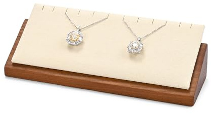Oirlv Massivholz Schmuck Display Stand Halskette Anhänger Ohrring Organizer Dreieckige Ebene Display (Creme Weiß)