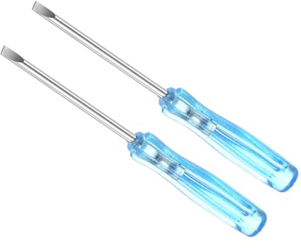 CoCud Mini Tournevis à Fente, Taille 2,0 mm, Longueur 65 mm, Acier au Carbone, Petit Tournevis à Tête Plate avec Poignée Antidérapante - (pour Lunettes, Montre), 2 Pièces.