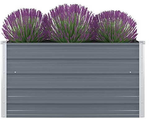 BaraSh Jardinière 100 x 100 x 45 cm Acier galvanisé Gris,Jardiniere sur Pieds,Bac avec Treillis,Jardiniere Terrasse