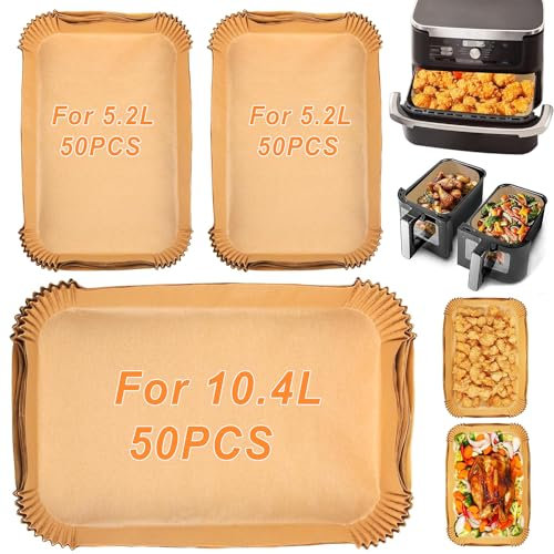 VIKKI Air Fryer Liners for AF500UK AF500UKCP 10.4L Ninja Foodi Flex Drawer, 150pcs Disposable Parchment Paper Liners for Duronic AF34 10L/Instant XXL 8.5L/Ometa 9L Flex Dual Air fryers