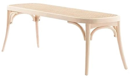 GLigeT Bettbank Schlafzimmer Rattan-Stuhl, Bank, Massivholz, Esszimmerstuhl, Zuhause, Freizeit, natürliches Rattan, Nachttisch, Hocker, Schuhbank Bank Sitzbank (Color : White, Size : 120 * 36 * 45cm)