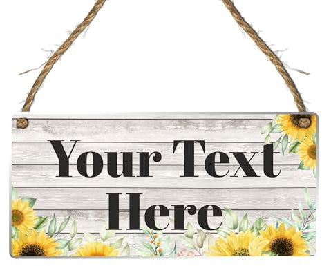 Personalised Hanging House Sign - Gift for Christmas, Anniversary, Wedding, Birthday, Father's Day - Couple Garden Sign - 10 Designs (Acrylic Indoor & Outside Use 19cm x 9cm, Sunflower Design)