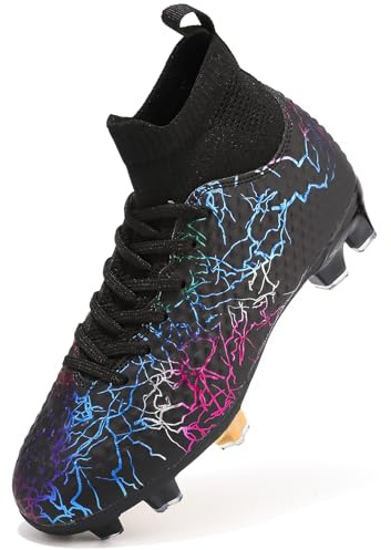 PiDaGlobal Zapatos de Fútbol Niño Calzado Profesional para Entrenamiento Aire Libre Zapatillas de Fútbol con Clavos Tacos de fútbol Adolescentes Botas de Fútbol 31EU Negro