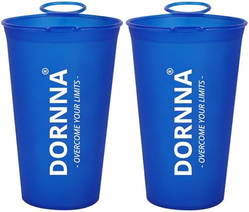 DORNNA Soft Cup - Faltbarer Becher BPA-Free, 2x200ml Becher Faltbar Trailrunning, Sports Bottle for Hydration Backpack, Bicycle, Hiking, Jogging, Camping and Climbing. (Blau Soft Cup)