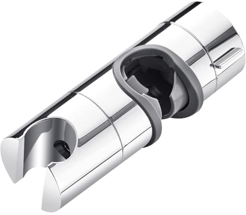 Ruayia Universal Verstellbar Duschkopfhalterung, Handbrause Halterung, Verchromt Handbrause Halterung, Brausehalter für Slide, für Duschstangen mit Außendurchmesser von 18-25 mm - Silber