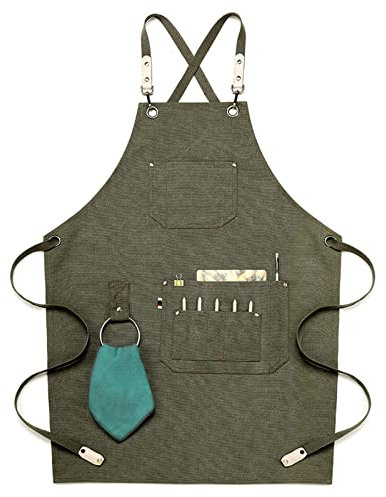 Workshop Bib Apron,Work Tool Apron, Tischlerschürze, Werkstatt-Arbeitsschürze aus strapazierfähigem Segeltuch, Schweißschürze, Arbeitsschürze (Farbe: Grau, Größe: XL) (Farbe: Grün, Größe: XL)