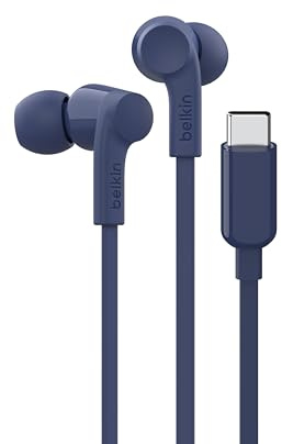 Belkin SoundForm USB-C Wired Earbuds, In-Ear Wired Earphones with Microphone - Blue