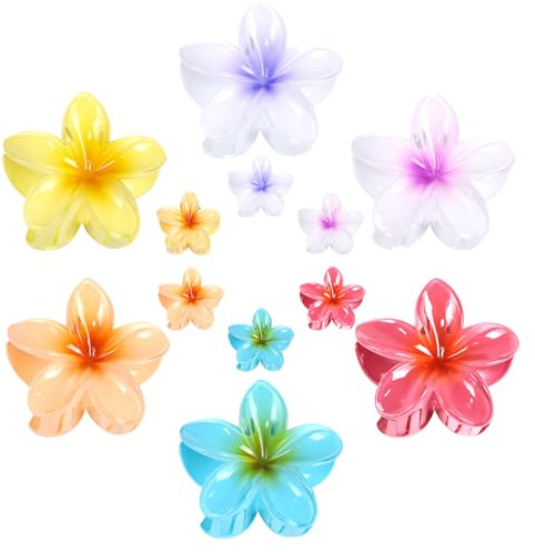 Kunststoff Blumen Haarklammer 12 Stück, Kavya Flower Hair Clip Mehrfarbige Acryl Haarspange Blume Haarspangen Damen Rutschfest Haarklammern Elegante Hair Accessories für Frauen Mädchen