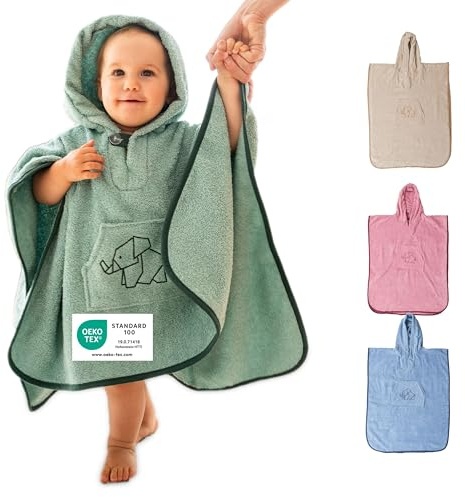 ULLENBOOM Badeponcho für Kinder 3-6 Jahre - 100% OEKO-TEX zertifiziert