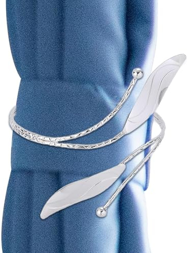 de Cortina, Sujetadores de Cortinas - Corbata de pañería Plateada | Soporte de Cortinas sin perforación, decoración de habitación Boho, abrazas de Cortinas de Metal Ajustables para el hogar,