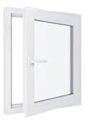 Finestra in PVC, con triplo vetro, tirante destro, bianco, larghezza 700 x 800 mm