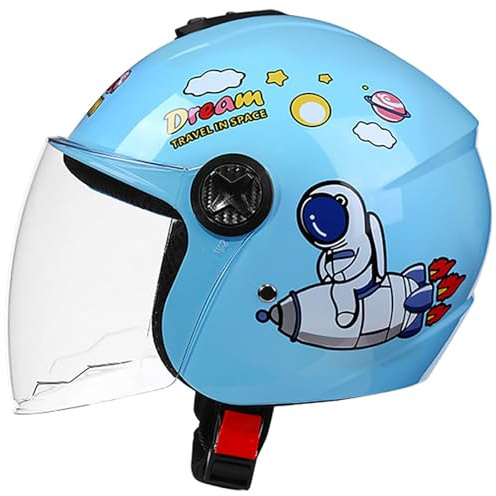 Casque De Moto Pour Enfants, Casque De Moto Ouvert Certifié DOT/ECE Avec Visière Et Mentonnière À Dégagement Rapide, Conçu Pour Les Enfants De 4 À 12 Ans, Casque De Moto Rétro 3/4 B,50-56cm