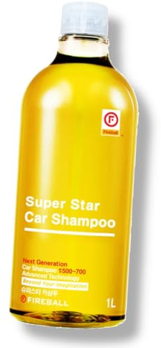 Fireball Super Star Car Shampoo Gelb - Autoshampoo mit Honig Bananen Duft - pH-neutrales Autoshampoo | Stark Schäumendes Shampoo - Autoreiniger hochkonzentriert - sehr ergiebig 1L