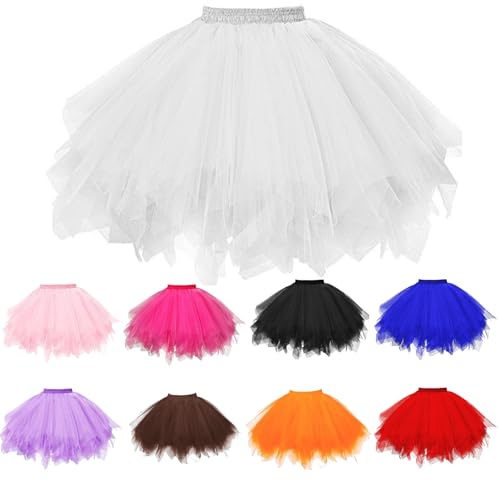 Damen 50er Ballettrock Kurz Puffy Tüllrock Multi-Schichten Mini Tütü Rock für Erwachsene Karneval Kostüm