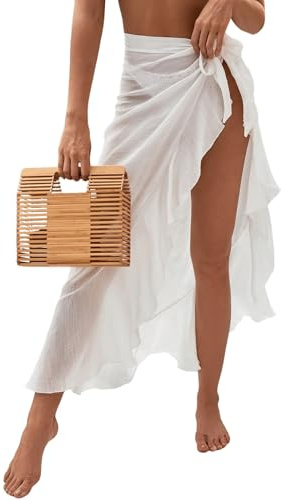 GORGLITTER Sarong Tuch Damen Blickdicht Bikini Rock Sommer Cover Up Wickelrock Sarong Pareo Wickeltuch Strandrock Strandkleid