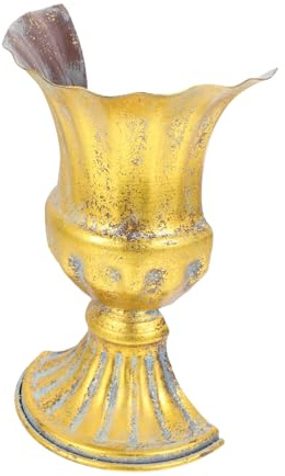 Dekorativer Wandpflanztopf Halbrund aus Eisen, Platzsparend für Innenräume | Vintage Landhausstil, Gealterte Goldoptik, Geeignet für Ölmalerei und Wandmontage