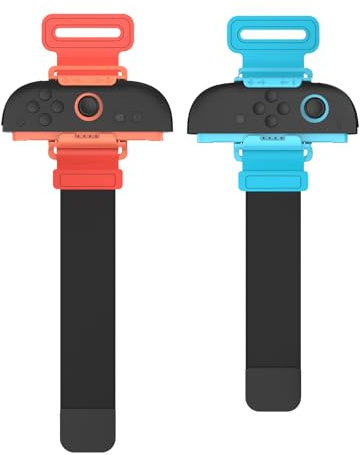 Switch Gamepad Bracelet, 1 Paire avec Verrouillage Automatique, Dragonne de Poignet de Contrôleur Élastique Réglable Bleu et Orange