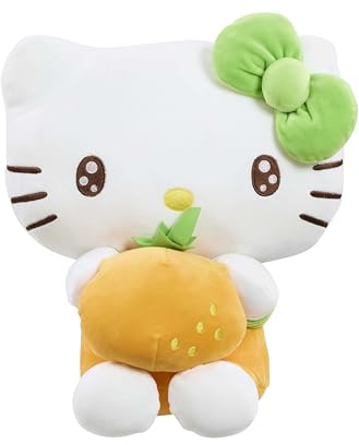 Hello Kitty Macedonia Plush, 22cm Orange Soft Toy, Cute Character in Orange Fruit-Themed Outfit, Official Licensed Merchandise, Gift for Fans and Collectors, Ages 4+