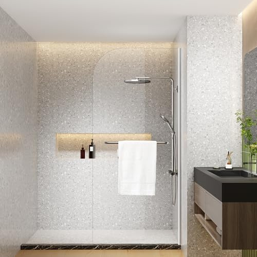 Dimaris Frameless Shower Door, 30W x 76H inches, 5/16 inch Clear Tempered Glass Panel, Chrome, Shower Screen,Walk in Shower, Nano Coating