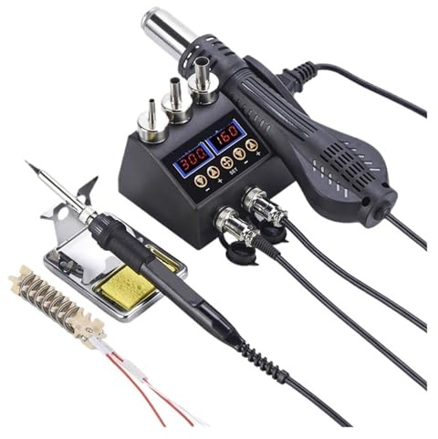 Stazione Di Saldatura 750W 2 In 1 Saldatore Pistola Ad Aria Calda Stazione Di Saldatura Di Rilavorazione For Telefono BGA SMD Strumenti Di Riparazione Di Saldatura Precisione Efficiente(8898 KIT3)