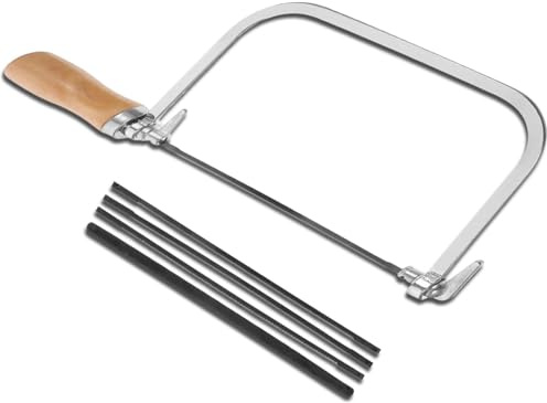 Coping Saw, Woodworking Hand Saw with 4 Coping Blades for Woodworking, Model Making, Plastic Cutting, Furniture Construction