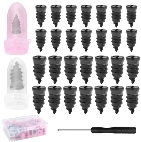 30Pcs Car Tyre Repair Kit, Universal Car Tyre Puncture Repair Kit with Screwdriver, Fast Seal Rubber Nails for Quick Emergency Fix, Portable Tyre Plug Repair Kits for Auto Motorcycle (15 S+15 L)