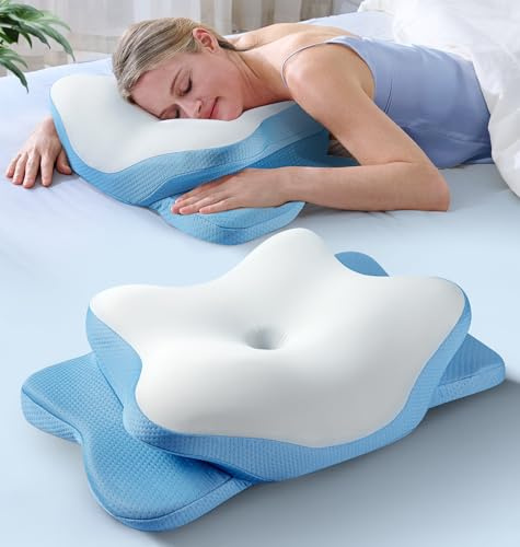 5X Pain Relief Cervical Neck Pillow for Neck Support, Ergonomic Cooling Side Sleeper Pillow for Sleeping, Odorless Contour Memory Foam Pillows, Orthopedic Bed Pillow for Side Back Stomach Sleeper