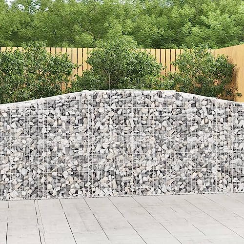 HaoChrymec Gabbioni ad Arco Alto, in Ferro Zincato, Decorativi e Fonoassorbenti, Gabbioni Metallici, Recinzioni da Giardino, per Giardino e Cortile, Colore Argento, 400x50x100/120 cm