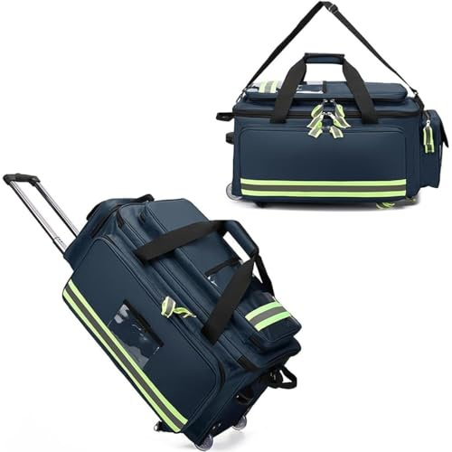 Medical Bag with Wheels, First Responder Trauma Duffle with Dividers, Emergency Medical Equipment Bag for Nurses and Doctors