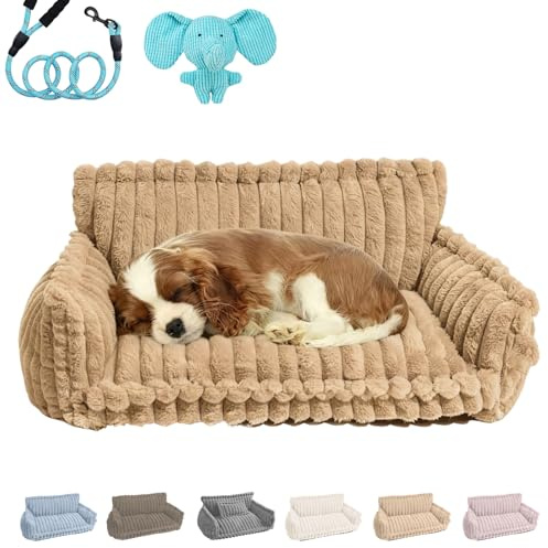 fjaldjfu OrthopäDisches Waschbares Hundesofa, Hundesofa FüR Grosse Hunde GroßEs OrthopäDisches HundeköRbchen, Hundebett MittelgroßE Hunde Katzenbett Waschbar, Abnehmbar Und rutschfest (Camel,L)