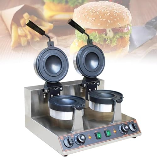 Gaufrier À Hamburger Commercial Avec Plaque De Cuisson, Gaufrier De Remplissage Avec Rappel Programmé De Crème Glacée 50-300 ℃ Contrôle De La Température Chauffage Double Face(Double Head)