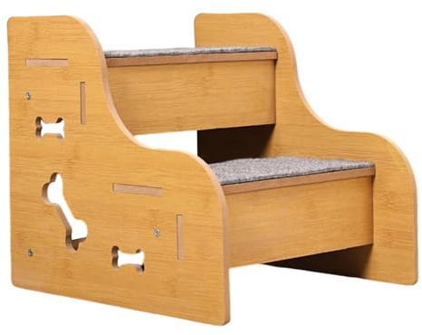 KESOTO Escaleras para Mascotas, Perros, Gatos Y Animales Pequeños. Madera MDF, Superficie Antideslizante. Ideales para Perros Y Gatos Mayores, 2 Pasos