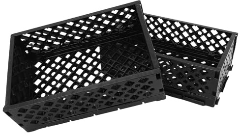 Baluue Contenitori Pieghevoli in Plastica 2 Pezzi Casse di Stoccaggio Impilabili 30X20X10 CM Organizer Portaoggetti per Bagno Cucina e Ufficio Scatole Pieghevoli Resistenti e