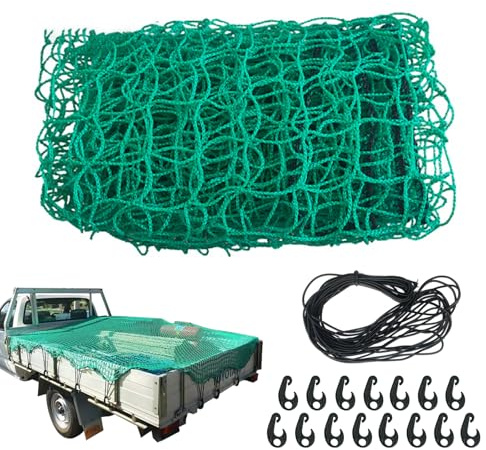 Red para remolque, 2 x 3 m, resistente a la rotura con 15 ganchos y cuerda de goma, red de seguridad de carga, red de seguridad para remolques, red de contenedores, red para remolques