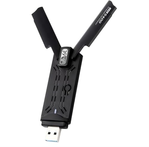USB WiFi Adapter for PC Desktop Laptop, 5400Mbps USB 3.0 WiFi Dongle Wireless WiFi 6 Adapter, Tri-Band 6G/5G/2.4G High Gain Double Antenna, WPA3, MU-MIMO, OFDMA, Low-Latency Gaming for Windows 11/10