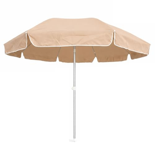 DANYX Ombrellone XXL Mare Spiaggia 240cm Palo Alluminio Stecche Fibra di Vetro Antivento Protezione UV50+ Inclinabile con Custodia e Punta a Trivella (Sabbia)