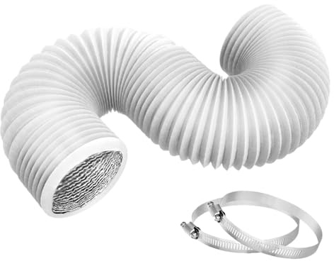 Tubo Flessibile Condizionatore Portatile 100mm (4 Pollici), Tubo di Scarico in PVC e Alluminio Isolato 3 Metri per Ventilazione HVAC, Cappa Cucina con 2 Fascette Stringitubo