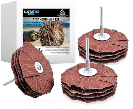 LINE10 Tools 10,2 cm Schleifmopp Kit, Formschleifscheibe Schleifmaschine für Bohrer, 80, 120, 240 Körnung Mop Schleifer Bürste, 1/4 Zoll Schaft, Schleifklapper Sander für Holzbearbeitung, Konturen,